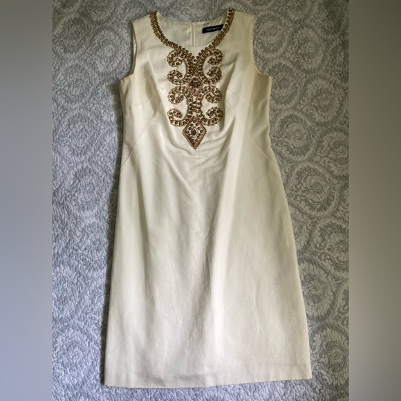 Ellen Tracy Embellished Neckline Dress- Size 10 - Picture 2 of 5
